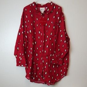 Venezia Night Shirt Red W/Penguins Sz.18/20